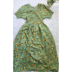 [209] T-C Green Floral Maxi Dress